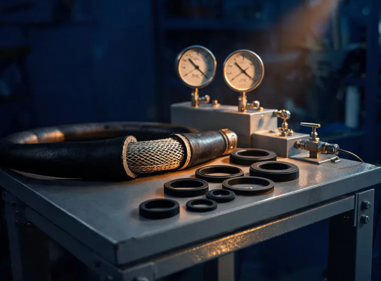 Industrial rubber hose test bench